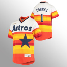 Youth Houston Astros Carlos Correa White Orange Cooperstown Collection Home Jersey