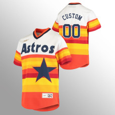 Youth Houston Astros Custom White Orange Cooperstown Collection Home Jersey