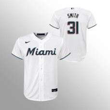 Youth Miami Marlins Caleb Smith White Replica Home Jersey