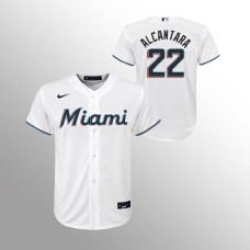 Youth Miami Marlins Sandy Alcantara White Replica Home Jersey