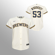 Youth Milwaukee Brewers Brandon Woodruff Cream Replica Home Jersey