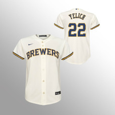 Youth Milwaukee Brewers Christian Yelich Cream Replica Home Jersey