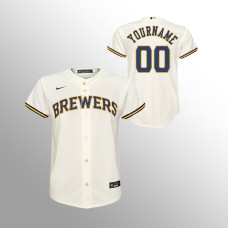 Youth Milwaukee Brewers Custom Cream Replica Home Jersey