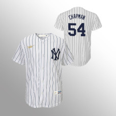 Youth New York Yankees #54 Aroldis Chapman White Home Cooperstown Collection Jersey