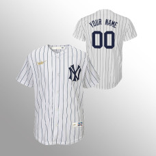 Youth New York Yankees #00 Custom White Home Cooperstown Collection Jersey