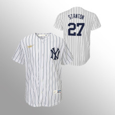 Youth New York Yankees #27 Giancarlo Stanton White Home Cooperstown Collection Jersey