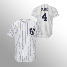 Youth New York Yankees #4 Lou Gehrig White Home Cooperstown Collection Jersey