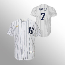 Youth New York Yankees #7 Mickey Mantle White Home Cooperstown Collection Jersey
