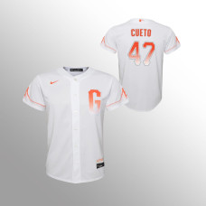 Youth San Francisco Giants Johnny Cueto White 2021 City Connect Replica Jersey