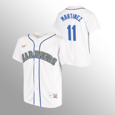 Youth Seattle Mariners #11 Edgar Martinez White Home Cooperstown Collection Jersey