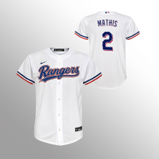 Youth Texas Rangers Jeff Mathis White Replica Home Jersey